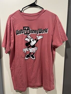 Disney Rose Pink Minnie Mouse Tee with Black & White Print